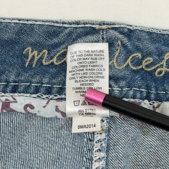 Maurices Low Rise Distressed Faded Flared Denim Jeans Medium Wash 11/12 L Bling - Picture 11 of 11
